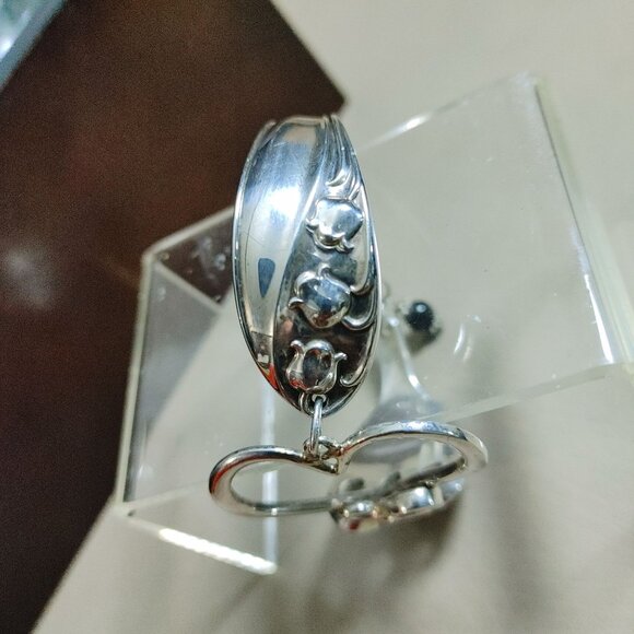 Heart Bracelet 1950 Gorham Sterling 14K WG Clasp 6 Fork Art Lily of The Valley - Picture 9 of 16